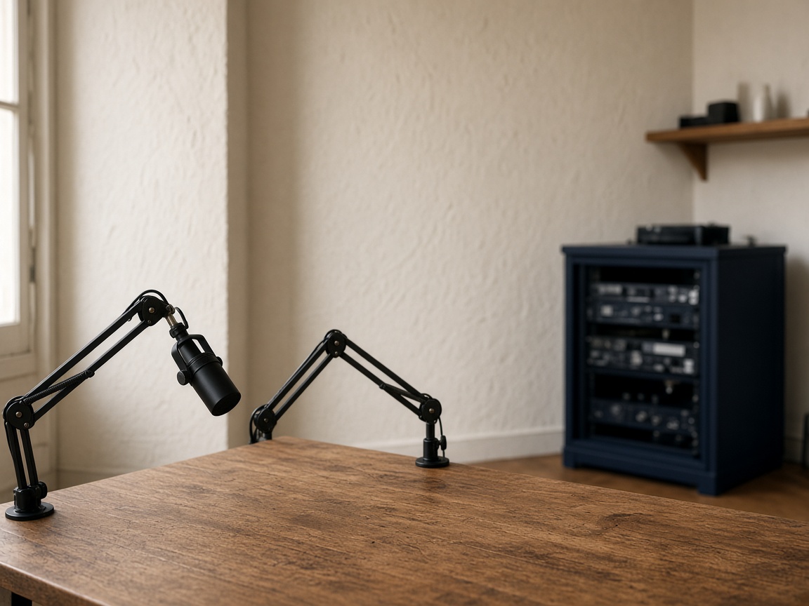 Studio vide, table et micros